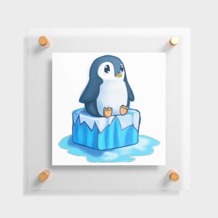 Penguin on Ice Floating Acrylic Print