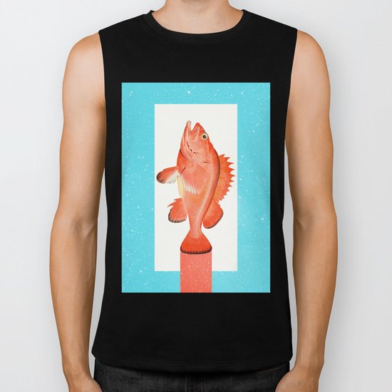 Orange Fish Biker Tank