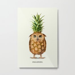 Pineappowl Metal Print | Healthy, Food, Bird, Pineapple, Funny, Owl, Kitchen, Tropical, Cute, Veggie 