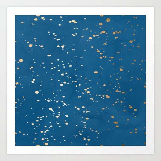 Paint Spatter - Orange Sherbet Shimmer on Saltwater Taffy Teal Art Print