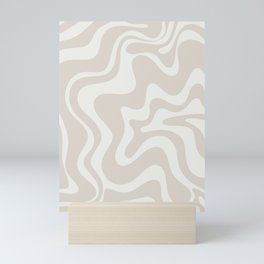 Liquid Swirl Contemporary Abstract Pattern in Mushroom Cream Mini Art Print