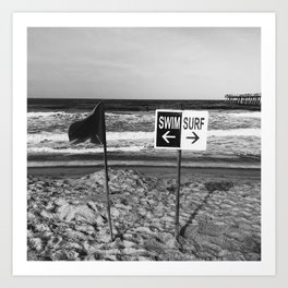 Swim and Surf Black and White Art Print
