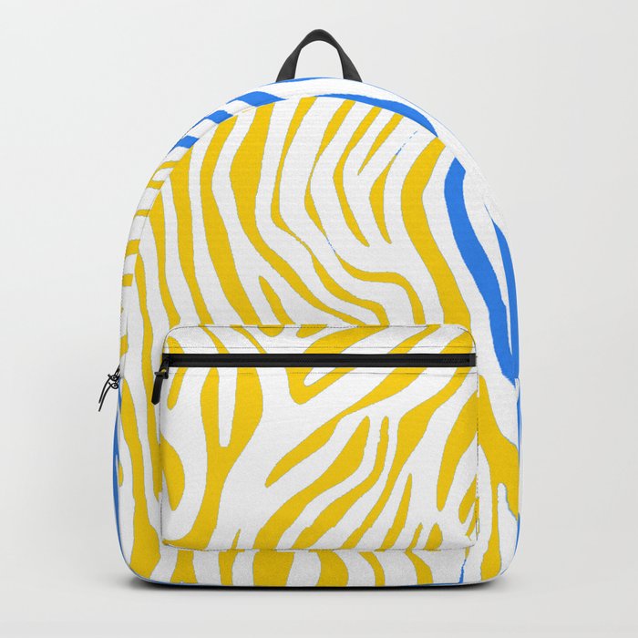 Ukrainian zebra print yellow blue Support Ukraine Backpack