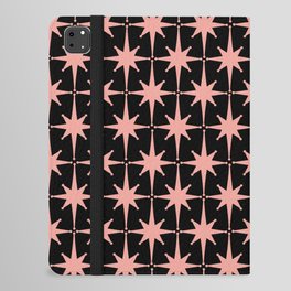 Midcentury Modern Atomic Starburst Pattern in Black and 50s Bathroom Pink iPad Folio Case