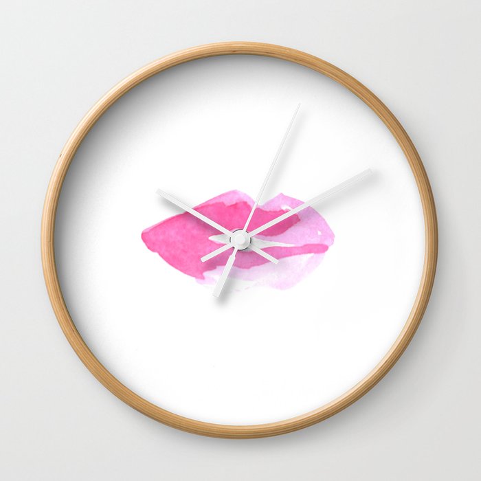 Pink Lips Home Decor Pink Lips Decor Sexy Lips Wall Decor Kiss Art Fashion Lips Poster Wall Clock By Micheltypography Society6