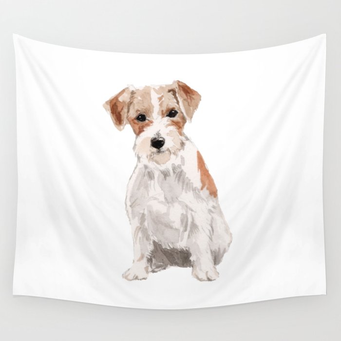 Wired Haired Jack Russel Terrier Watercolors Illustration Wall
