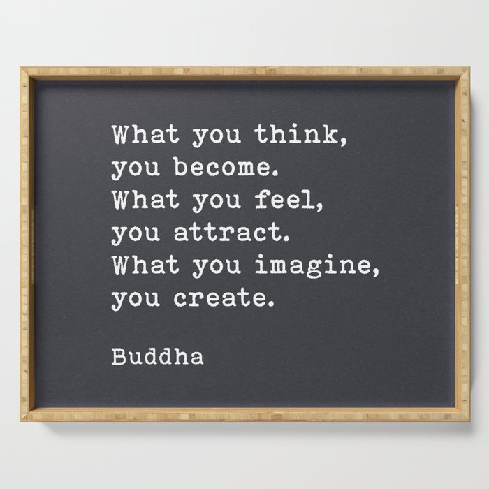 What You Think You Become, Buddha Quote, on Black Handmade Paper Serving Tray