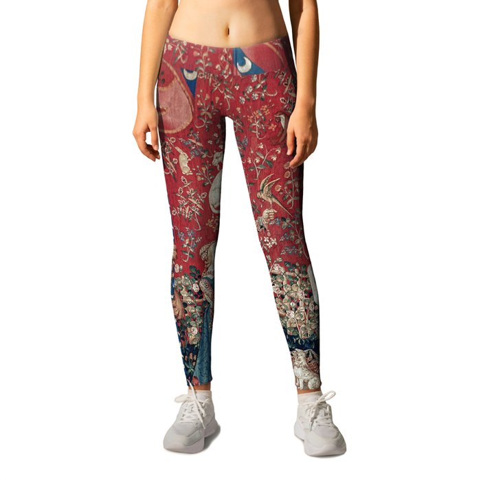 Lady and Unicorn Medieval Tapestry Taste Leggings