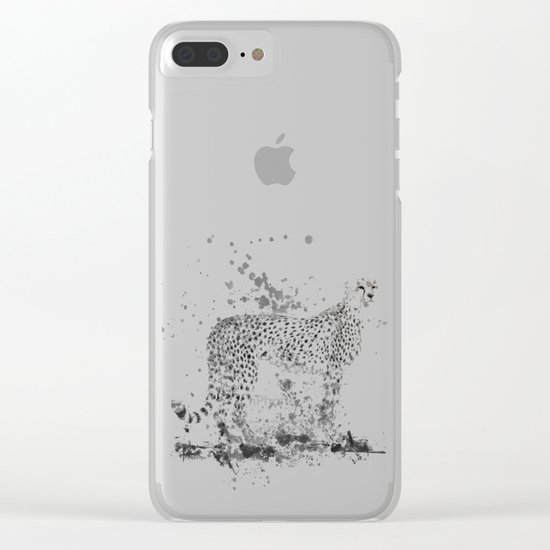 Cheetah in Black and White Clear iPhone Case