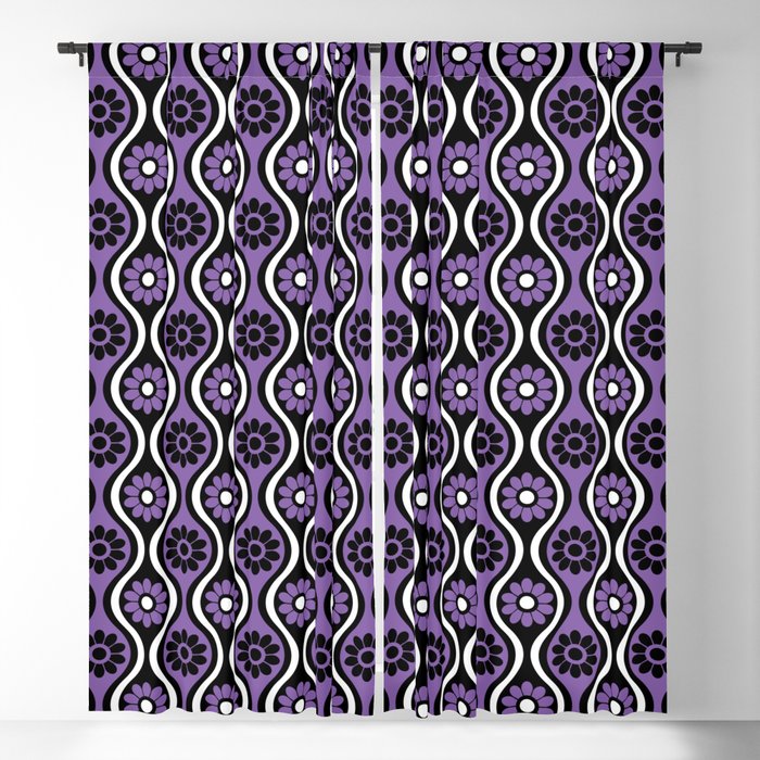 Retro 1970's Style Seventies Vintage Purple Pattern Blackout Curtain