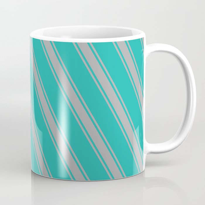 Light Sea Green & Dark Gray Colored Stripes Pattern Coffee Mug