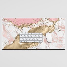 Pink Glitter Agate Texture 03 Desk Mat
