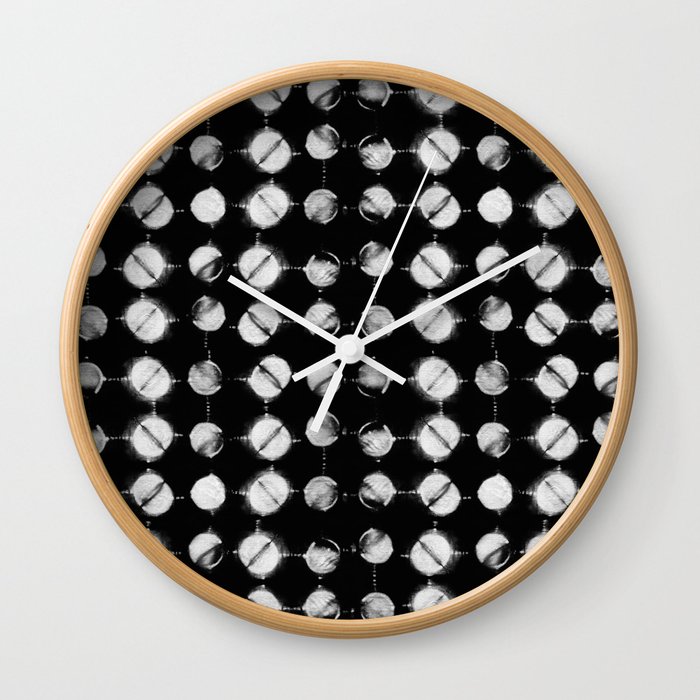 Shibori itajime big white dots tiedye Wall Clock