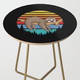 Lazy Sloth Retro Sunset Illustration Cute Funny Side Table