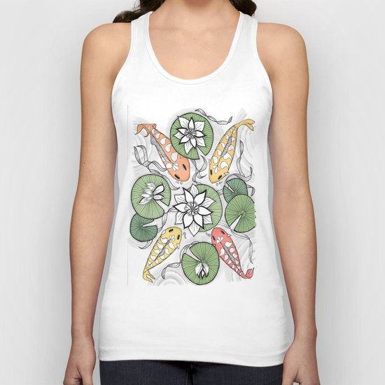 Koi Reunion - Zentangle Illustration Unisex Tank Top