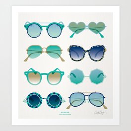 Sunglasses Collection – Turquoise & Navy Palette Art Print