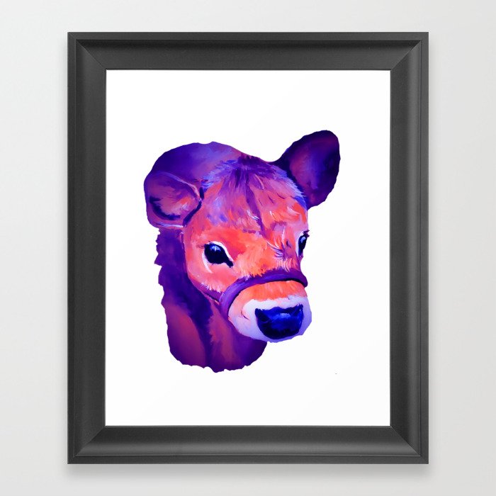 Purple Cow Digital over Acrylic Calf Painting Framed Art Print