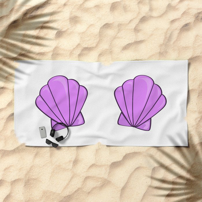 sea shell bra purple Beach Towel by Backwater