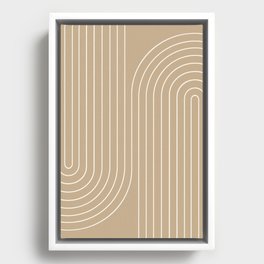 Minimal Line Curvature LXXXV Neutral Tan Mid Century Modern Arch Abstract Framed Canvas