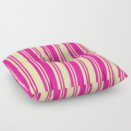 [ Thumbnail: Deep Pink and Pale Goldenrod Colored Lines/Stripes Pattern Floor Pillow ]