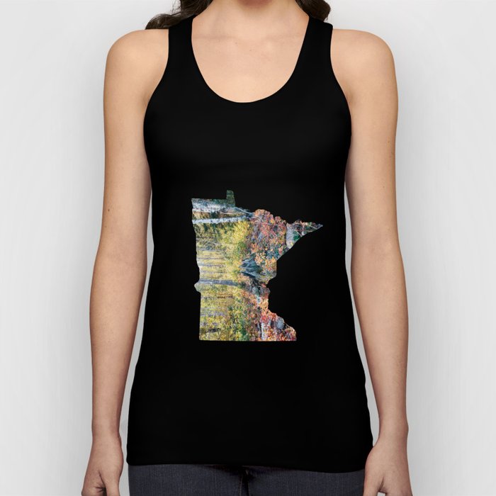 Minnesota Map and Colorful Autumn Forest Tank Top