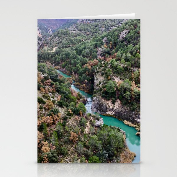 Spain Photography - Beautiful Blue River Flowing Through The Nature  Stationery Cards