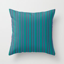 [ Thumbnail: Teal, Maroon & Medium Slate Blue Colored Lined/Striped Pattern Throw Pillow ]