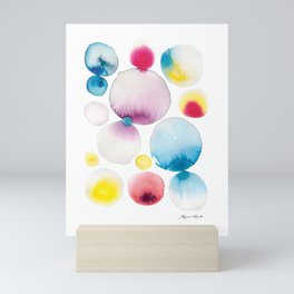 Celestial Primary Watercolor Abstract Circle Pattern Mini Art Print