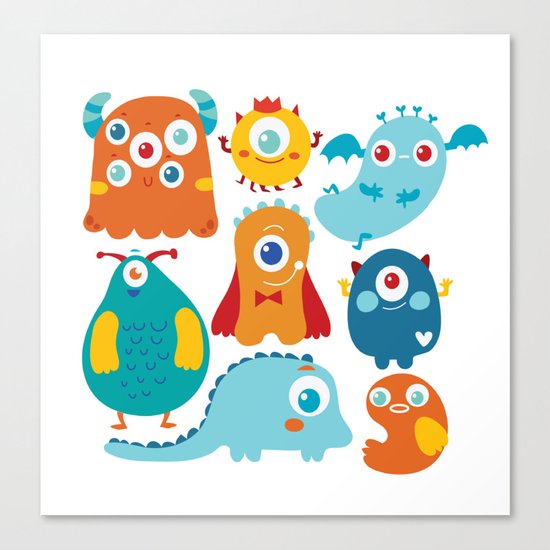 Aliens and monsters pattern Canvas Print
