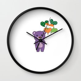 Bear With Ireland Balloons Cute Animals Happiness Wall Clock