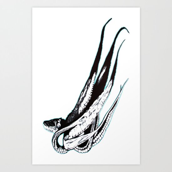 Giant Octopus Ver 3 - Transparent Art Print