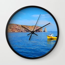 The Rock and the Yellow Boat Wall Clock