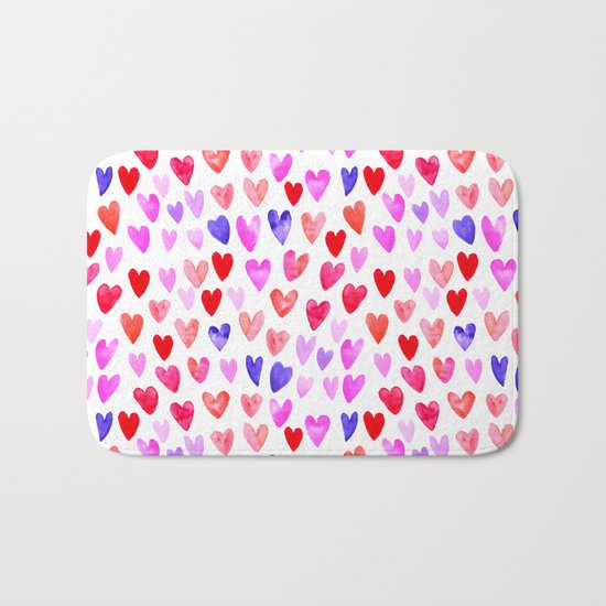 Watercolor Hearts pattern love gifts for valentines day i love you Bath Mat