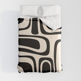 Palm Springs - Midcentury Modern Abstract Pattern in Black and Almond Cream  Comforter