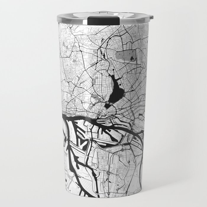 Hamburg City Map Gray Travel Mug