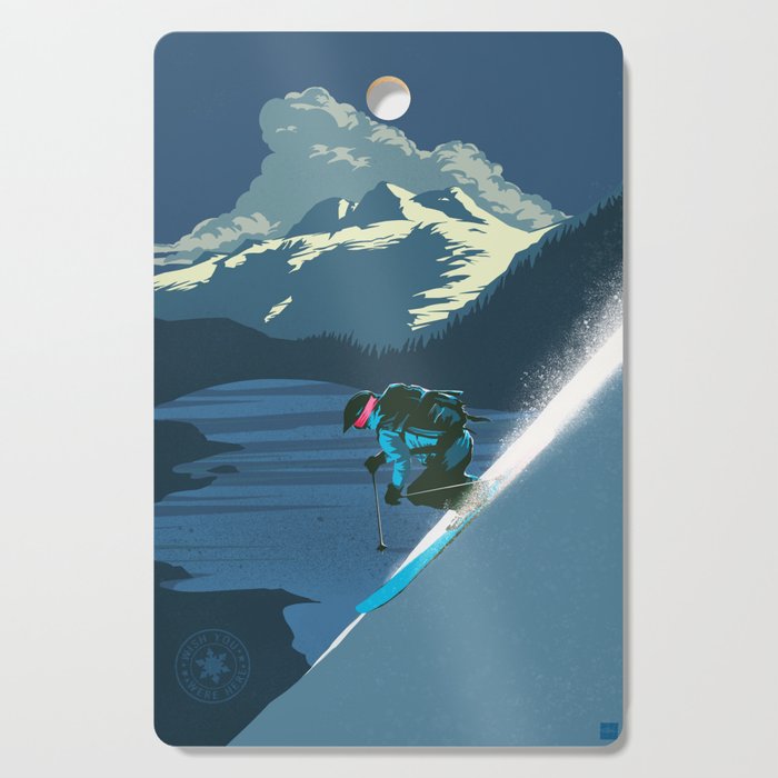 Retro Sunset Alpine Ski Travel Poster Cutting Board