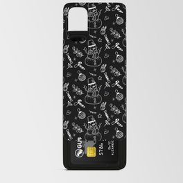 Black and White Christmas Snowman Doodle Pattern Android Card Case