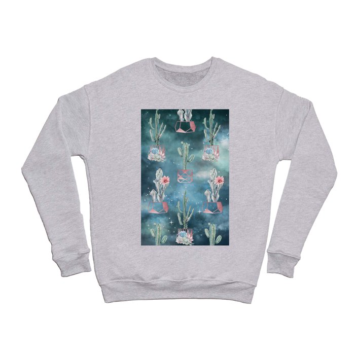 Potted Cactus and Succulents Rose Gold Night Sky Crewneck Sweatshirt
