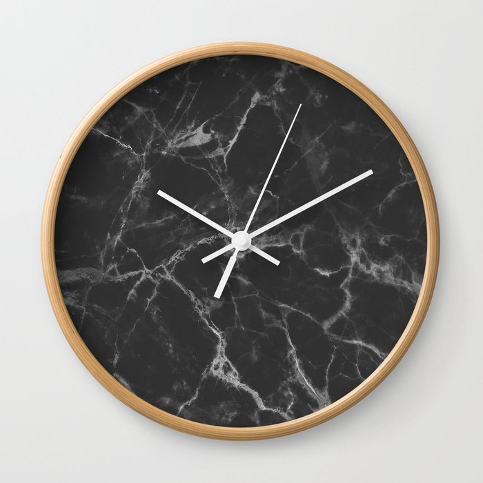 Washed Black and White Cracked Marble Stone Wall Clock