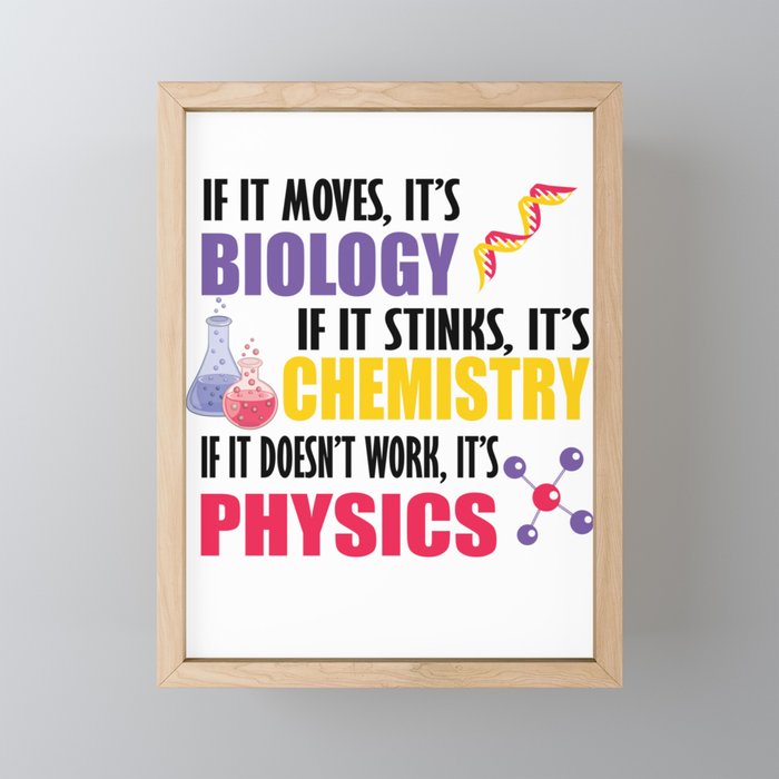 If It Moves It's Biology If It Stinks It's Chemistry, If It Doesn't Work It's Physics Framed Mini Art Print
