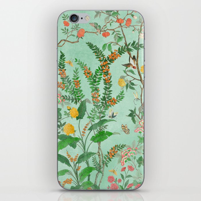 Chinoiserie Aqua Mint Floral Garden Fresco iPhone Skin