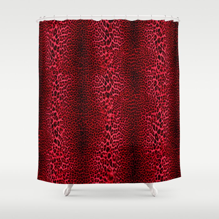 Red Leopard Pattern V1 Shower Curtain by Eduardo Doreni | Society6