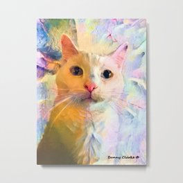 Smirking Sugar Metal Print | Cats, Sugar, Impressionist, Pink, Painting, Green, Bunnyclarke, Black, White, Purple 