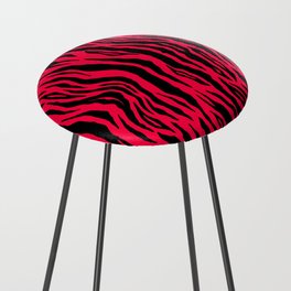Neon Red Tiger Pattern Counter Stool