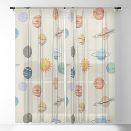 planets 3 Sheer Curtain