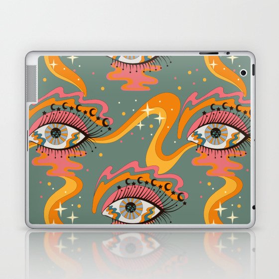 Cosmic Eye Retro 70s, 60s inspired psychedelic Laptop & iPad Skin