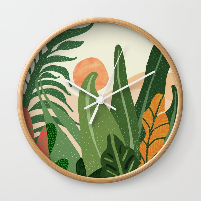 Desert Garden Sunset Landscape Wall Clock