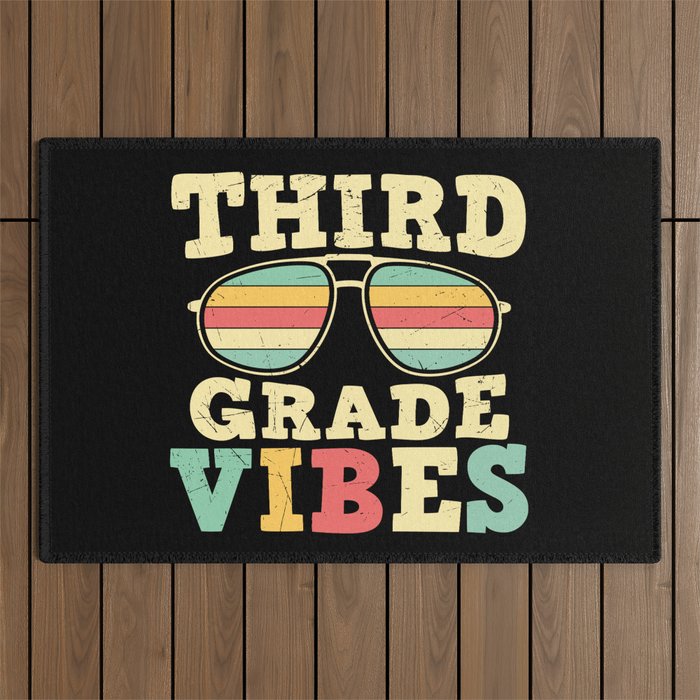 Third Grade Vibes Retro Sunglasses Outdoor Rug
