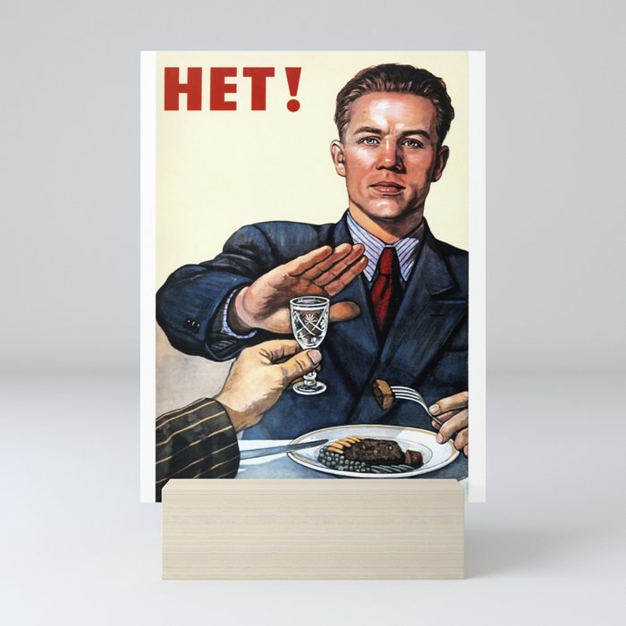 Anti Alcohol Vintage Soviet - HET - Soviet Anti Alcohol Propaganda - 1954-Het No To Alcohol Soviet Union Propaganda Mini Art Print