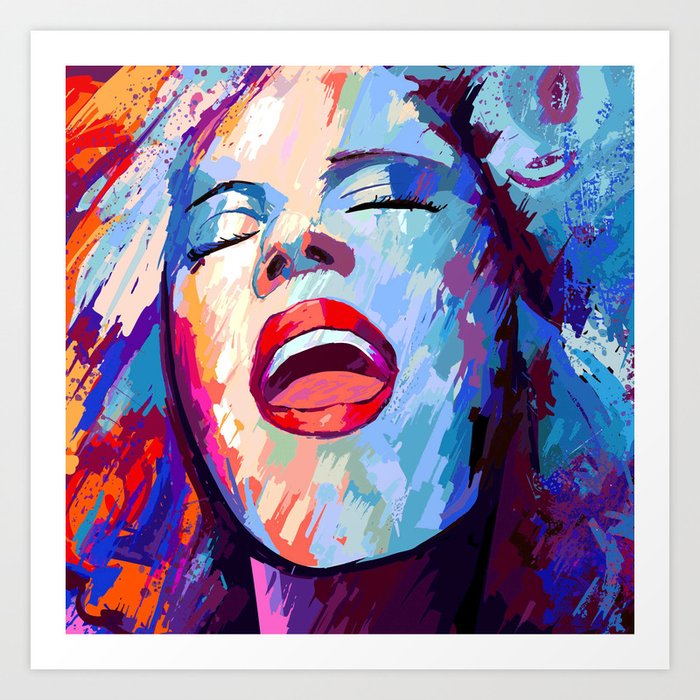 Painting Of A Girl Sings Art Print By Mikikamikaz2016 Society6
